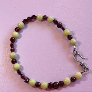 Garnet And Chrysoprase Handcrafted Bracelet